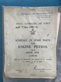 Manual (Item) - (SP) AAP 7760.051-4 RAAF Pub 776:27 Engine Petrol  J.A.P engine Model 55CB C41V/9