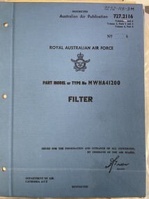 Manual (Item) - (SP) AAP 7272.115-3M RAAF Pub 727:2116 Filter type MWHA41200