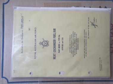 Document (Item) - Royal Australian Air Force Heat Exchanger Fuel/Air Part Model or Type No. D291-8A and 52A, Australian Air Publication 7271.022-3 No.8 Royal Australian Air Force Heat Exchanger Fuel/Air Part Model or Type No D291-8A and 52A