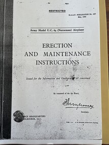 Document (Item) - (SP) AAP 467 Erection and maintenance instructions for Norseman Army model U.C 64