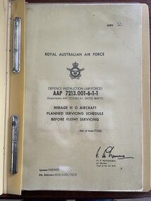 Document - (SP) AAP 7213.001-6-1-1 Mirage 111 0 Aircraft Planned Servicing Schedule Before Flight Servicing