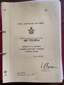 Document - (SP) AAP 7213.001-6 Mirage 111 0 Aircraft Planned Servicing Schedule Systems Listing