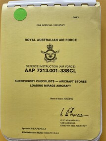 Manual (Item) - (SP) AAP 7213.001-33SCL   Supervisory checklists - aircraft stores and loading mirage aircraft