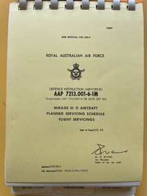 Manual (Item) - (SP) AAP 7213.001-6-1M   Mirage 111-0 aircraft Planned servicing schedule flight servicings