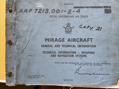 Manual (Item) - (SP) AAP 7213.001-2-4 721.3 Mirage aircraft general and technical information  weapons and navigation systems Volume 1 Part 2 Book 1