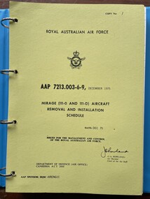 Manual (Item) - (SP) AAP 7213.003-6-9 Mirage (III-O And III-D) Aircraft Removal And Installation Schedule