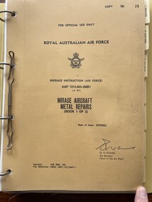 Manual (Item) - (SP) AAP 7213.003-3MB1 Mirage Aircraft Metal Repairs ( Book 1 Of 2)