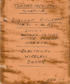 Booklet (Item) - (SP) Planned Servicing Schedule Lincoln Aircraft MK 30 & MK 30A AAP 721.73 Vol 4 Part 2 Issue 1
