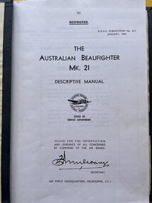 Manual (Item) - (SP) AAP RAAF Pub 615 Australian Beaufighter Mk. 21 Descriptive Manual