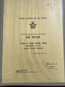 Manual (Item) - (SP) AAP RAAF Pub 997.637 Chinook CH47C Flight Fitters Courses