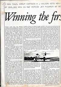 Article (Item) - Gloster Meteor world speed records (7 Nov 1945), Winning the First Jet Records - Rolls Royce Magazine Number 3 Dec 1979 - Feb 1980