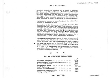 Manual (item) - (SP) Fairey Gannet parts list AP 4487A,B,D,E and F Vol 6 for: AS Mk 1, T Mk 2, AS Mk 4 and 6, T Mk 5 - BUT for AEW Mk 3 refer AP 4487C Vol 6