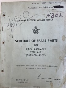 Manual (Item) - (SP) AAP 7800-017-4 Schedule of Spare Parts for Rach Assembly Type A15 (5975-016-9507)  Vol 3 Part 1 2nd Edition