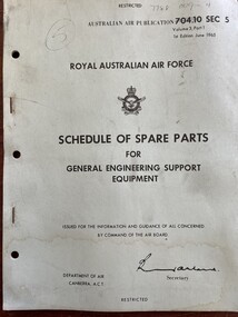 Manual (Item) - (SP) AAP 7788-009-4 Schedule of Spare Parts for General Engineering Support Equipment Vol 3 Part 1 1st Edition