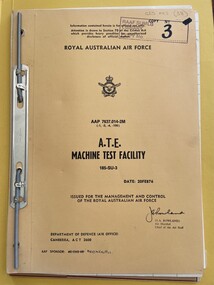 Manual (Item) - (SP) AAP 7637 014 2M A.T.E Machine Test Facility 185-SU-3