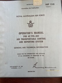 Manual (Item) - (SP) AAP RAAF Pub 1141 Operators Manual for AF/TPS-802 Air Transportable Control and Reporting System