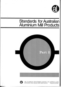 Book (Item) - Standards for Australian Aluminium Mill Products Part 2, The Aluminium vDevelopment Council of Australia Ltd - Sydney
