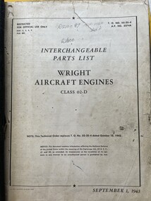 Manual (Item) - (SP) TN 02-35-4 Wright Aircraft Engines- Class 02-D Parts Interchangeable List