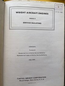 Manual (Item) - (SP) Wright Aircraft Engines- Service Bulletins Series 9