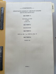 Manual (Item) - (SP) Armstrong Siddeley Aircraft Engine Servicing Manuals for Jaguar Lynx 1Vc Moongoose Serval Mk 1 and 1V Tiger 1Xc