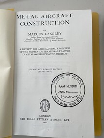 Manual (Item) - (SP) Metal Aircraft Construction by Marcus Langley