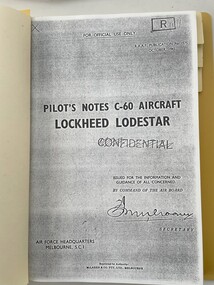 Manual (Item) - RAAF Pub No 375 Pilots Notes C-60 Lockheed Lodestar