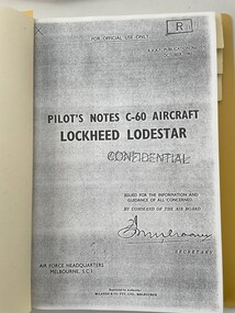 Manual (Item) - (SP) AAP RAAF Pub 375 Pilots Notes C-60 Lockheed Lodestar