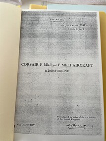 Manual (Item) - AP2351 A and B Vol 2 Part 3 Corsair F Mk i and F Mk II Aircraft R2800-8 Engine