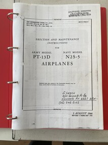 Manual (Item) - AN 01-70AC-2 Erection and Maintenance Instructions for Army - PT13D Navy - N2S-5 Airplanes