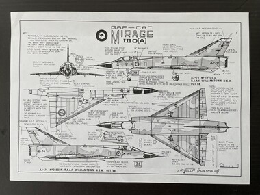 Drawing (Item) - GAF CAC Mirage III-O(A) A3-74 No 3 Squadron A3-79 No 2 Squadron RAAF Williamtown by JA Vella