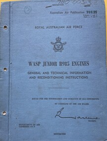 Manual (Item) - (SP) AAP 7110-003-3 Wasp Junior R985 Engines General and Technical Information and Reconditioning Instructions