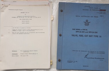 Manual (Item) - (SP) AAP 7271.048-3 727.149 Part Model or Type No B99-26-203 and B99-26-204 Valve, Fuel Cut Out Type 16