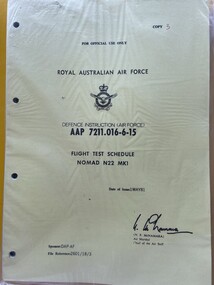 Manual (Item) - (SP) AAP 7211.016-6-15 Nomad N22 Mk1 Flight Test Schedule