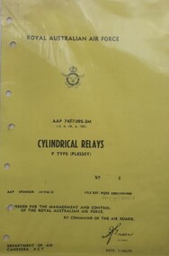 Manual (Item) - (SP) AAP 7455.095-3M (-3, -4, -4A, -6, -100) Cylindrical Relays P Type (Plessey)