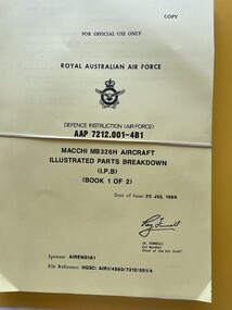 Manual (Item) - (SP) AAP 7212.001-4B1 Macchi MB326H AIrcraft Illustrated Parts Breakdown Book 1 of 2