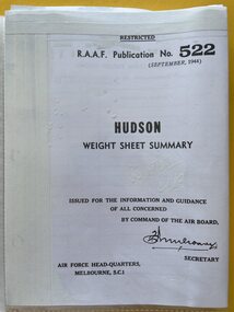 Manual (Item) - (SP) AAP 522 Weight Sheet Summary for Hudson