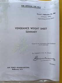 Manual (Item) - (SP) AAP 260 Weight Sheet Summary for Vengeance