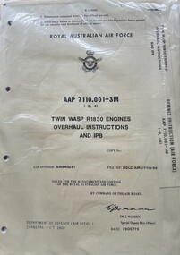 Manual (Item) - (SP) AAP 7110.001-3M Twin Wasp R1830 Engines Overhaul Instructions and IPB