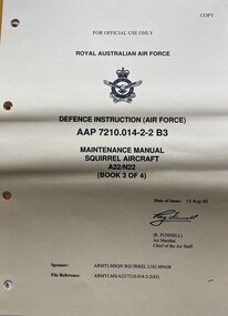 Manual (Item) - (SP) AAP 7210.014-2-2 B3 Maintenance Manual Squirrel Aircraft A22/N22 Book 3 of 4