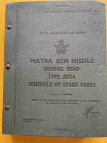 Manual (Item) - (SP) AAP 7352-001-4-2 1st Ed Matra R530 Missile Homing Head Type AD26 Schedule of Parts