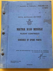 Manual (Item) - (SP) AAP 7352-001-4-4 1st Ed Matra R530 Missile Flight Controls Schedule of Parts