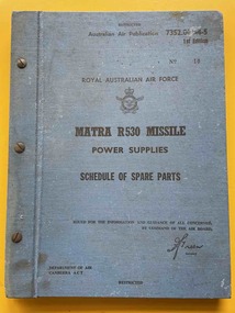 Manual (Item) - (SP) AAP 7352-001-4-5 1st Ed Matra R530 Missile Power Supplies Schedule of Parts