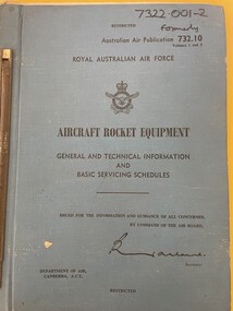 Manual (Item) - (SP) AAP 7322.001-2 RAAF Pub 732:10 Aircraft Rocket Equipment ,General And Technical Information And Basic Servicing Schedules
