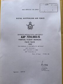 Manual (Item) - (SP) AAP 7214.003-1S Partial Flight Manual Pave Tack F111C