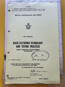 Document - (SP) AAP 7002.028-6 Basic Electronic Technology and Testing Practices Basic Computer Programming Techniques, RAAF