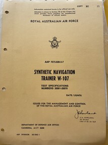 Document - (SP) AAP 7573.028-3-7 Synthetic Navigation Trainer W-107 Test Specifications 20061-20070, RAAF