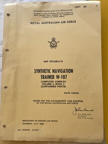 Document - (SP) AAP 7573.028-2-14 Synthetic Navigation Trainer W-107 Computer Complex Volume 5, Book 4 (Containing Parts), RAAF