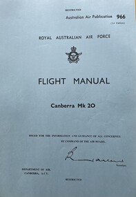 Manual (Item) - (SP) AAP 966 Canberra Mark 20 Flight Manual