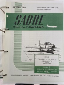 Manual (item) - (SP) AAP 721-94 Vol 1 Sabre Mk 31-32 General and Technical Information