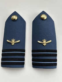 Uniform (Item) - 1 Pair Of Flight Lieutenant's Epaulettes With Brass Buttons And Crowned Eagle Insignia